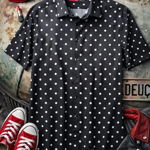 Polka Dot Shirt XXL | Rockabilly Retro Vibe - Stretch - Size 2XL - J. Ferrar - Picture 1 of 6